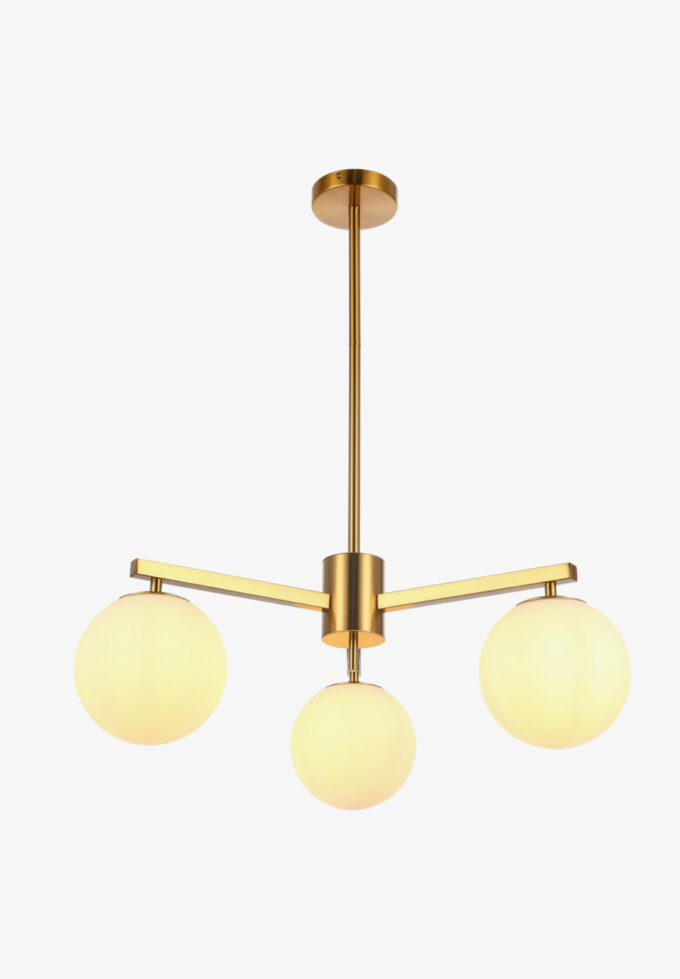 gold and white ceiling lamp