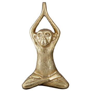 Sculpture de singe doré en aluminium hauteur 28 cm