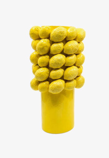 Jarrón decorativo con limones en relieve 17 × 35 cm