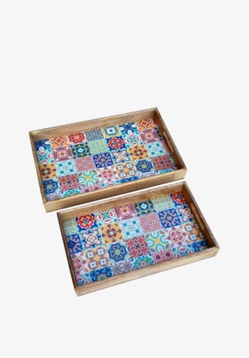 Set de 2 bandejas de azulejo hidráulico 42,5 × 27,5 cm