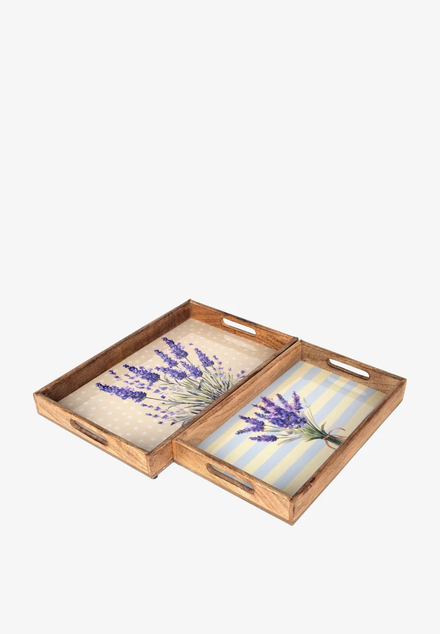 Set de 2 bandejas de lavanda, colección Mamá en la campiña