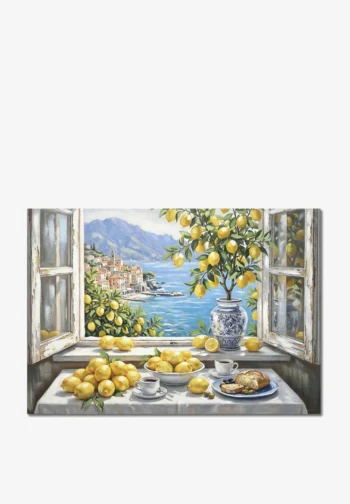 Cuadro limones con ventana abierta al mar 100 × 70 cm