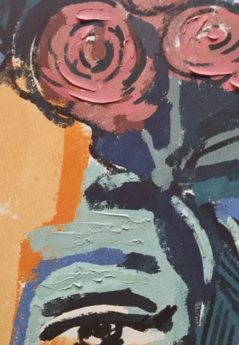 Cuadro mujer con flores en el pelo 62 × 92 cm
