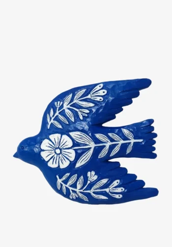 Set de 2 golondrinas de pared de resina azul y blanca 20 cm