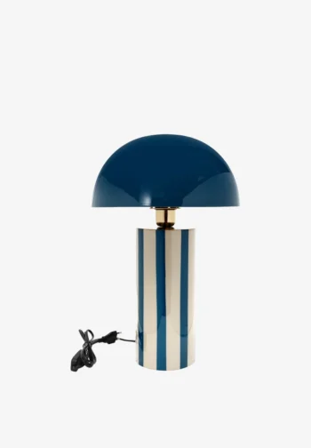 Lámpara de mesa azul marino de rayas con pantalla seta 47 cm