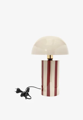 Lámpara de mesa rayas burdeos con pantalla seta 39 cm
