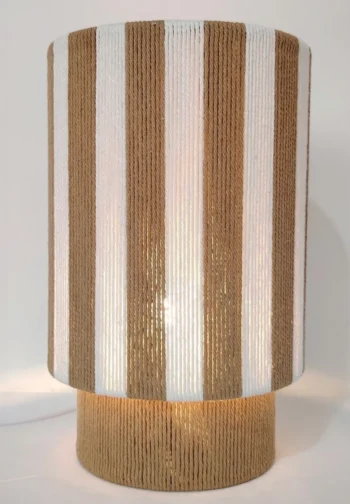Lámpara de sobremesa de rayas con cuerda trenzada 35 cm