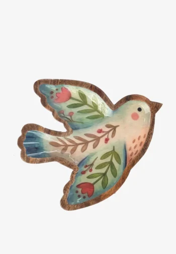 Pájaro decorativo de pared de madera con flores 31 × 30 cm