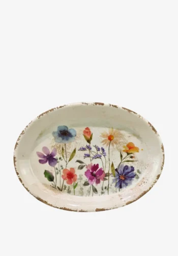 Plato de flores de cerámica ovalado 25 × 18 cm