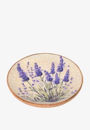Plato decorativo de madera con lavanda 22 cm