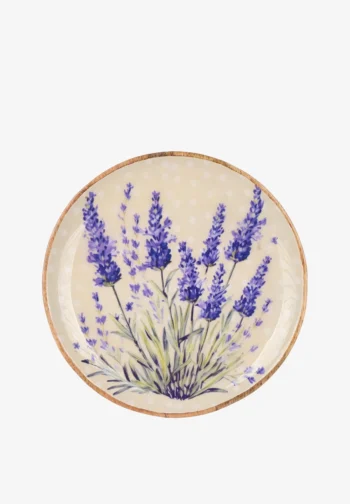 Plato decorativo de madera con lavanda 22 cm