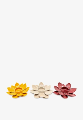 Set de 3 portavelas flor de loto de metal 12,5 cm