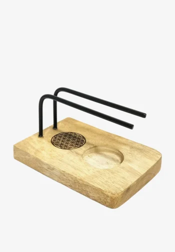Quemador de palo santo de madera con flor de la vida 12,5 cm