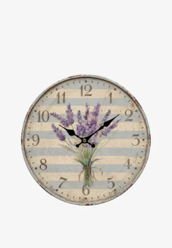 Reloj de pared vintage con ramo de lavanda 34 cm